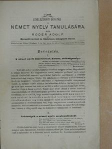 Róder Adolf - Levélszerinti oktatás a német nyelv magánúton való tanulására 1-40. [antikvár]