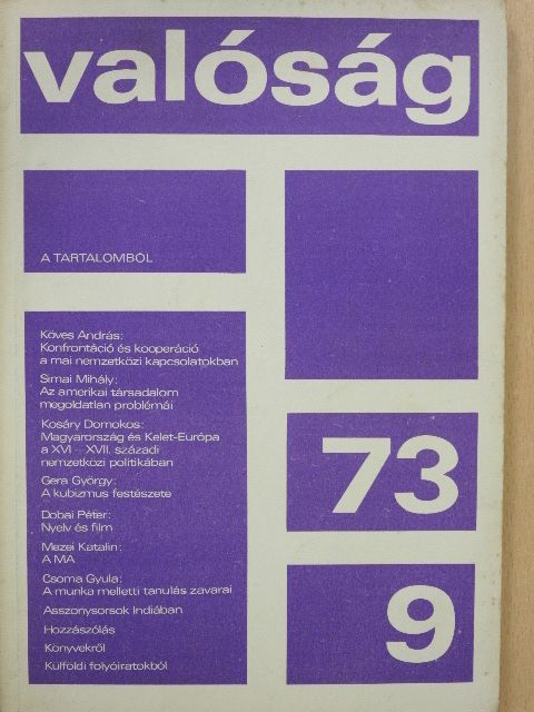 Kosáry Domokos - Valóság 1973. szeptember [antikvár]