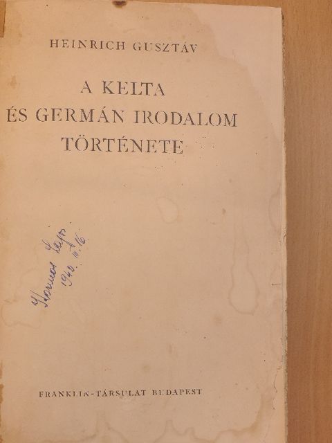 Erdélyi Károly - A kelta és germán irodalom története [antikvár]