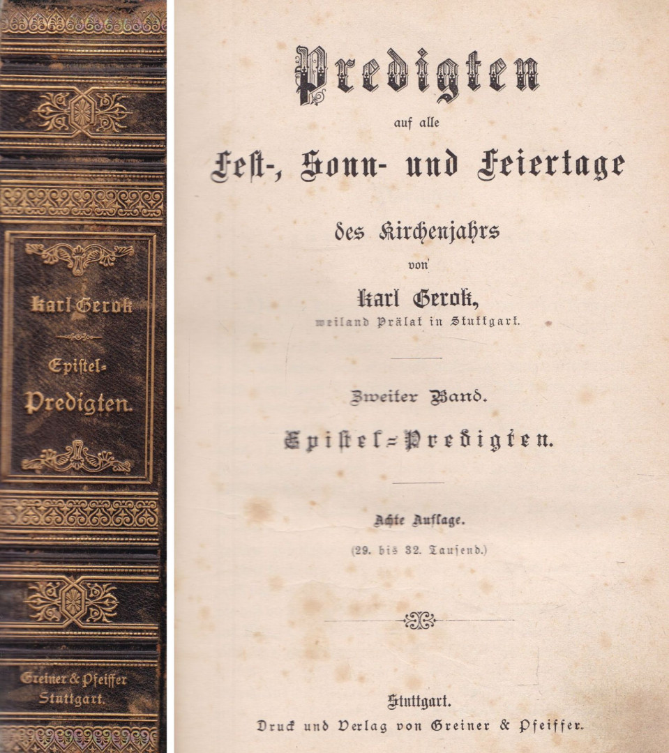 Karl Gerok - Predigten auf alle Fest-, Sonn- und Feiertage II. [antikvár]