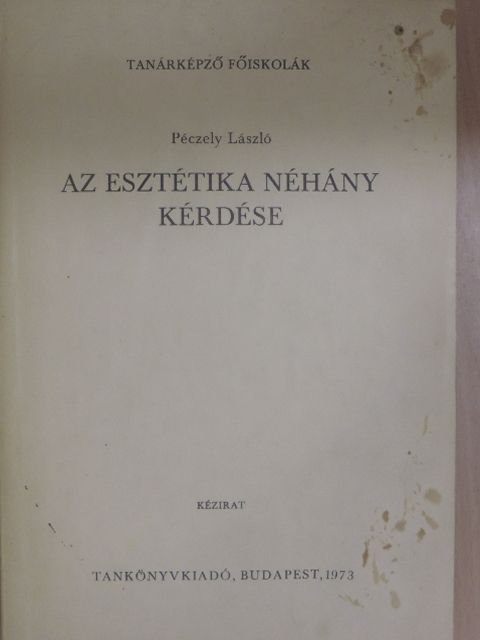 Berzy András - Az esztétika néhány kérdése [antikvár]
