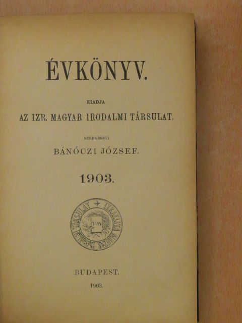 Ágai Adolf - Évkönyv 1903. [antikvár]