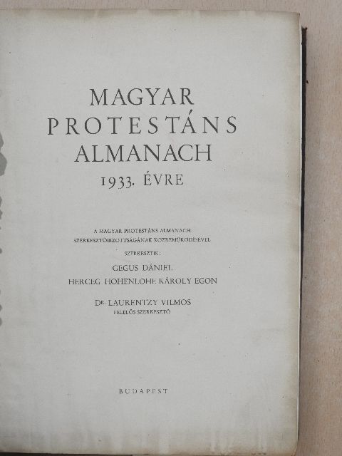 Áprily Lajos - Magyar Protestáns Almanach 1933. évre (rossz állapotú) [antikvár]