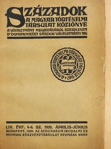 Biró Venczel - Századok 1920. április-június [antikvár]
