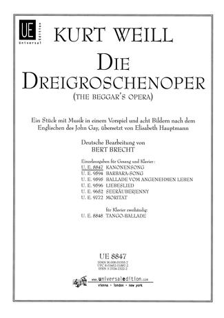 WEILL KURT - KANONENSONG AUS ERT DREIGROSCHENOPER