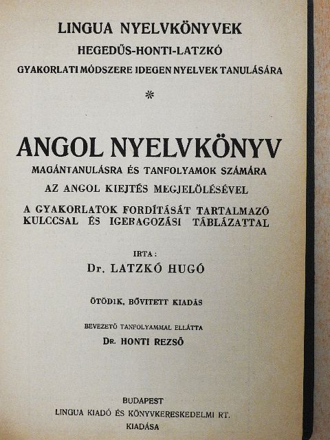 Dr. Honti Rezső - Angol nyelvkönyv [antikvár]