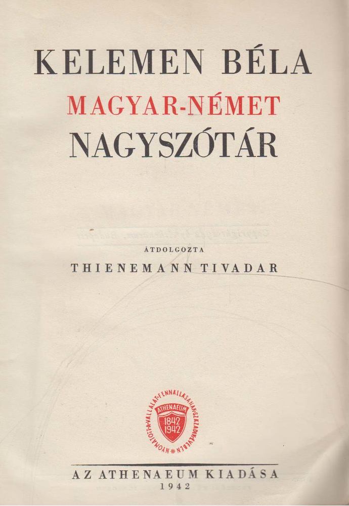 KELEMEN BÉLA - Magyar-német nagyszótár [antikvár]