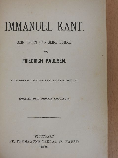 Friedrich Paulsen - Immanuel Kant [antikvár]