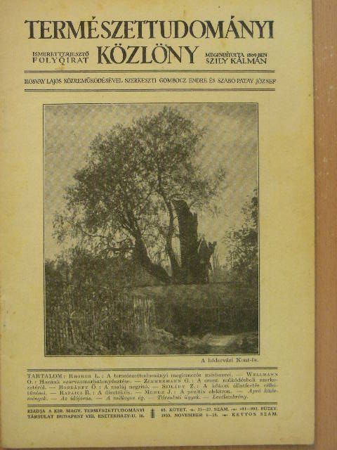 Bogdánfy Ö. - Természettudományi Közlöny 1933. november 1-15. [antikvár]