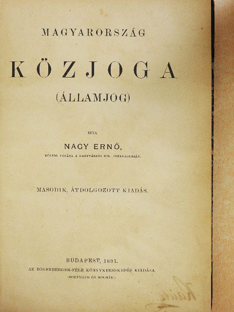 Nagy Ernő - Magyarország közjoga [antikvár]
