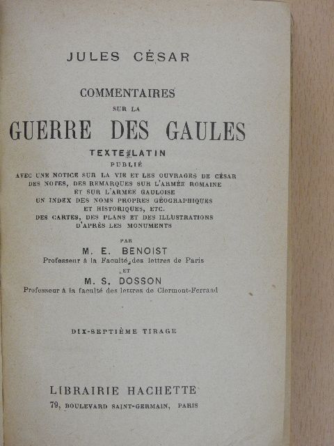 Jules César - Commentaires sur la Guerre des Gaules [antikvár]