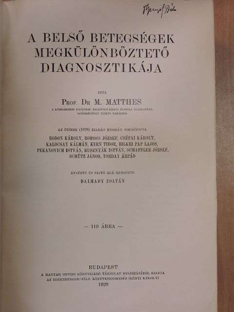 Prof. Dr. M. Matthes - A belső betegségek megkülönböztető diagnosztikája [antikvár]