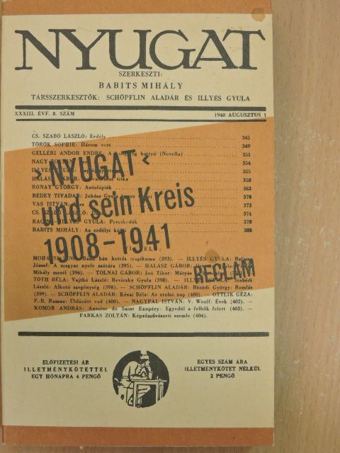 Antal Szerb - "Nyugat" und sein Kreis 1908-1941 [antikvár]