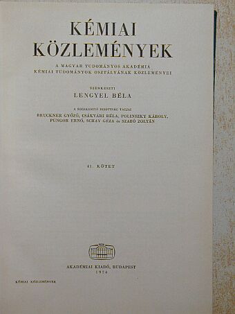 Földiák G. - A Magyar Tudományos Akadémia Kémiai Tudományok Osztályának közleményei [antikvár]