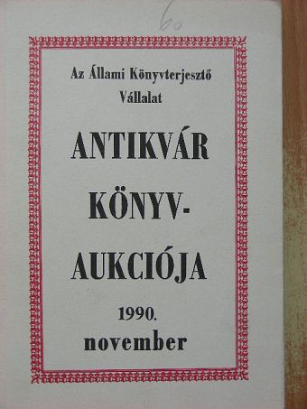 Az Állami Könyvterjesztő Vállalat antikvár könyvaukciója [antikvár]