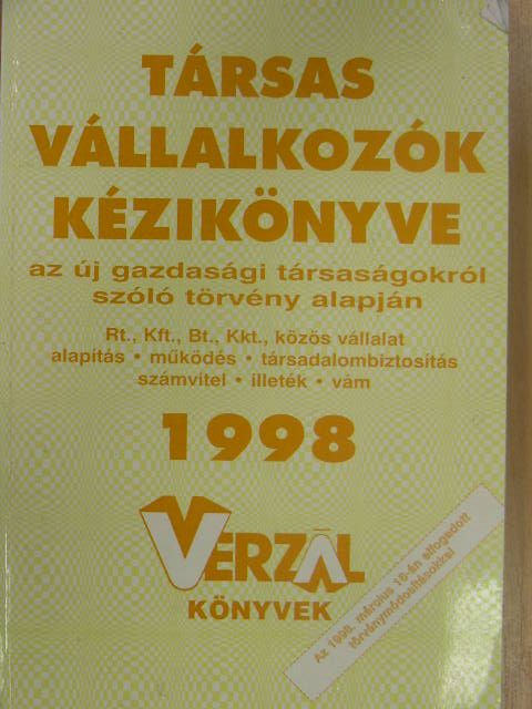 Czipszer Károlyné - Társas vállalkozók kézikönyve 1998 [antikvár]