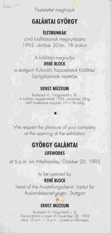 Galántai György  - Életmunkák (meghívó) [antikvár]