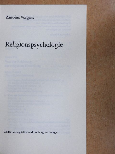 Antoine Vergote - Religionspsychologie [antikvár]