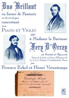 ERKEL FERENC-VIEUSTEMPS,HENRI - DUO BRILLANT EN FORME FANTASIE SUR DES AIRS HONGROISE POUR PIANO ET VIOLON