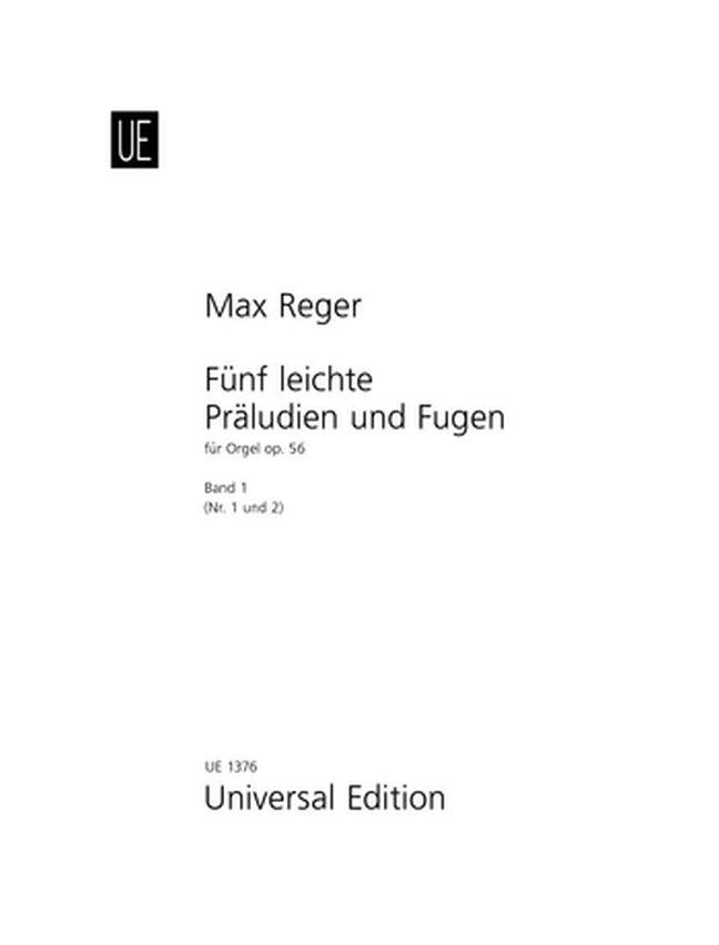 REGER, MAX - 5 LEICHTE PRAELUDIEN UND FUGEN OP.56 FÜR ORGEL, ANTIKVÁR, JÓ ÁLLAPOTÚ