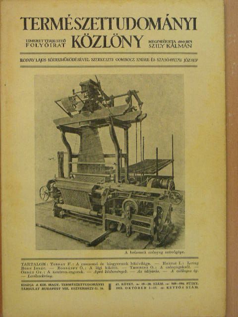 Bogdánfy Ö. - Természettudományi Közlöny 1933. október 1-15. [antikvár]
