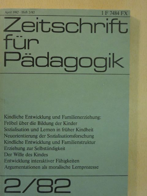 Erika Hoffmann - Zeitschrift für Pädagogik April 1982 [antikvár]