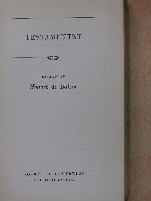 Honoré de Balzac - Testamentet [antikvár]