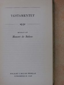 Honoré de Balzac - Testamentet [antikvár]
