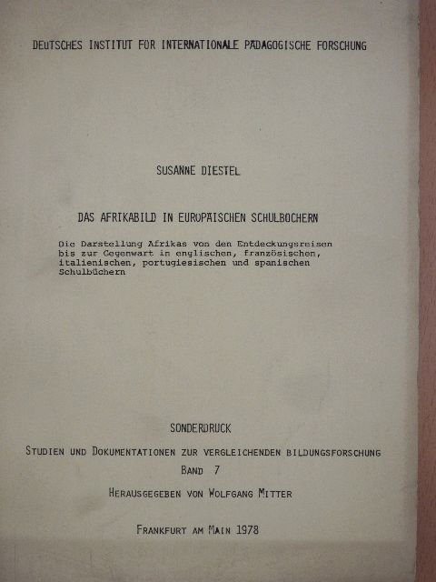 Susanne Diestel - Das Afrikabild in Europäischen Schulbüchern [antikvár]