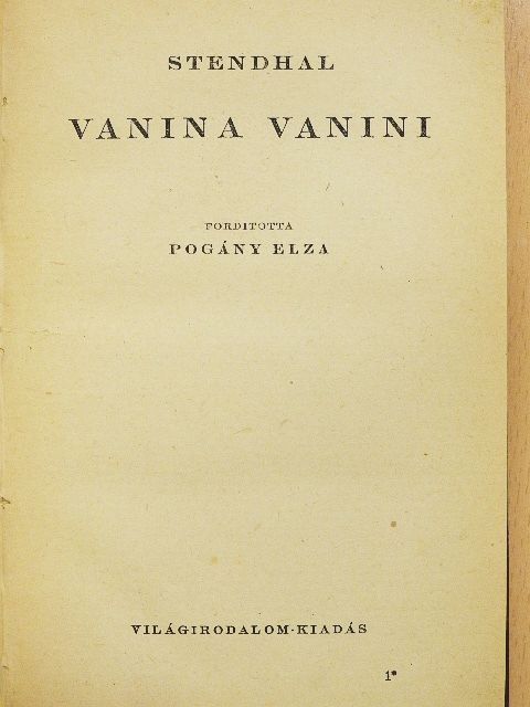 Stendhal - Vanina Vanini [antikvár]