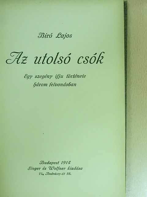 Biró Lajos - Az utolsó csók [antikvár]