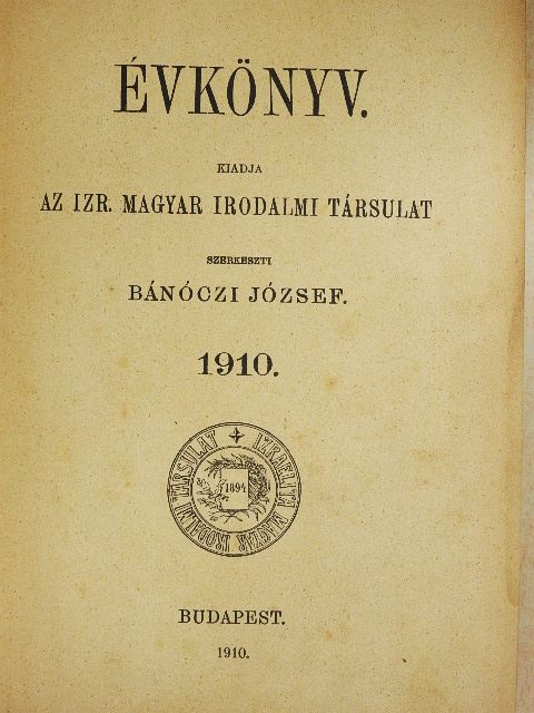 Alexander Bernát - Évkönyv 1910 [antikvár]