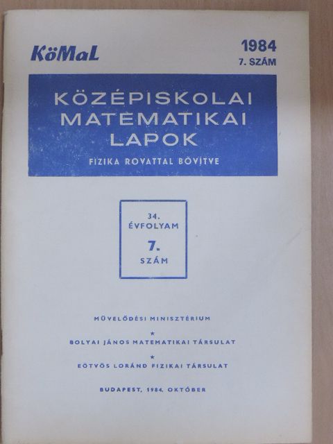 Kőváry Károly - Középiskolai matematikai lapok 1984/7. [antikvár]
