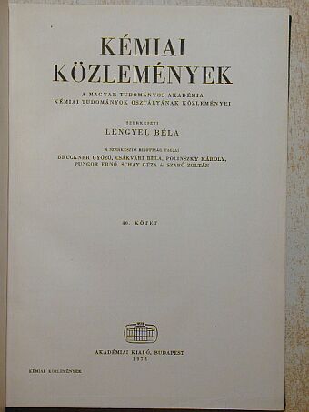Benkő István - A Magyar Tudományos Akadémia Kémiai Tudományok Osztályának közleményei [antikvár]