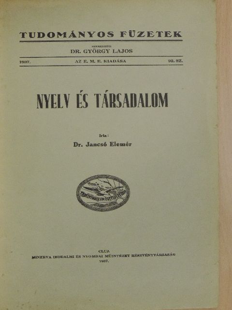 Dr. Jancsó Elemér - Nyelv és társadalom [antikvár]