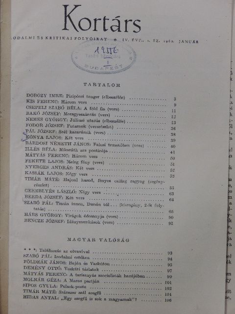 Barsi Dénes - Kortárs 1960. (nem teljes évfolyam) [antikvár]