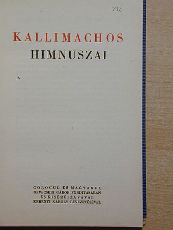 Kallimachos - Kallimachos himnuszai [antikvár]