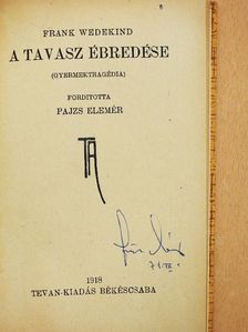 Frank Wedekind - A tavasz ébredése [antikvár]