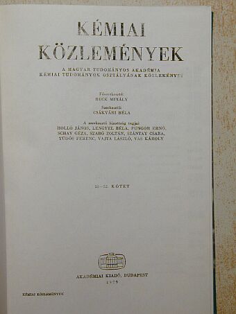 Benedek P. - A Magyar Tudományos Akadémia Kémiai Tudományok Osztályának közleményei [antikvár]
