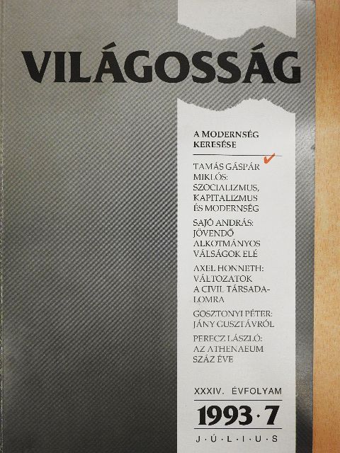 Axel Honneth - Világosság 1993. július [antikvár]