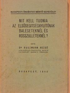 Dr. Ruszwurm Rezső - Mit kell tudnia az elsősegitségnyujtónak baleseteknél és rosszulléteknél? [antikvár]