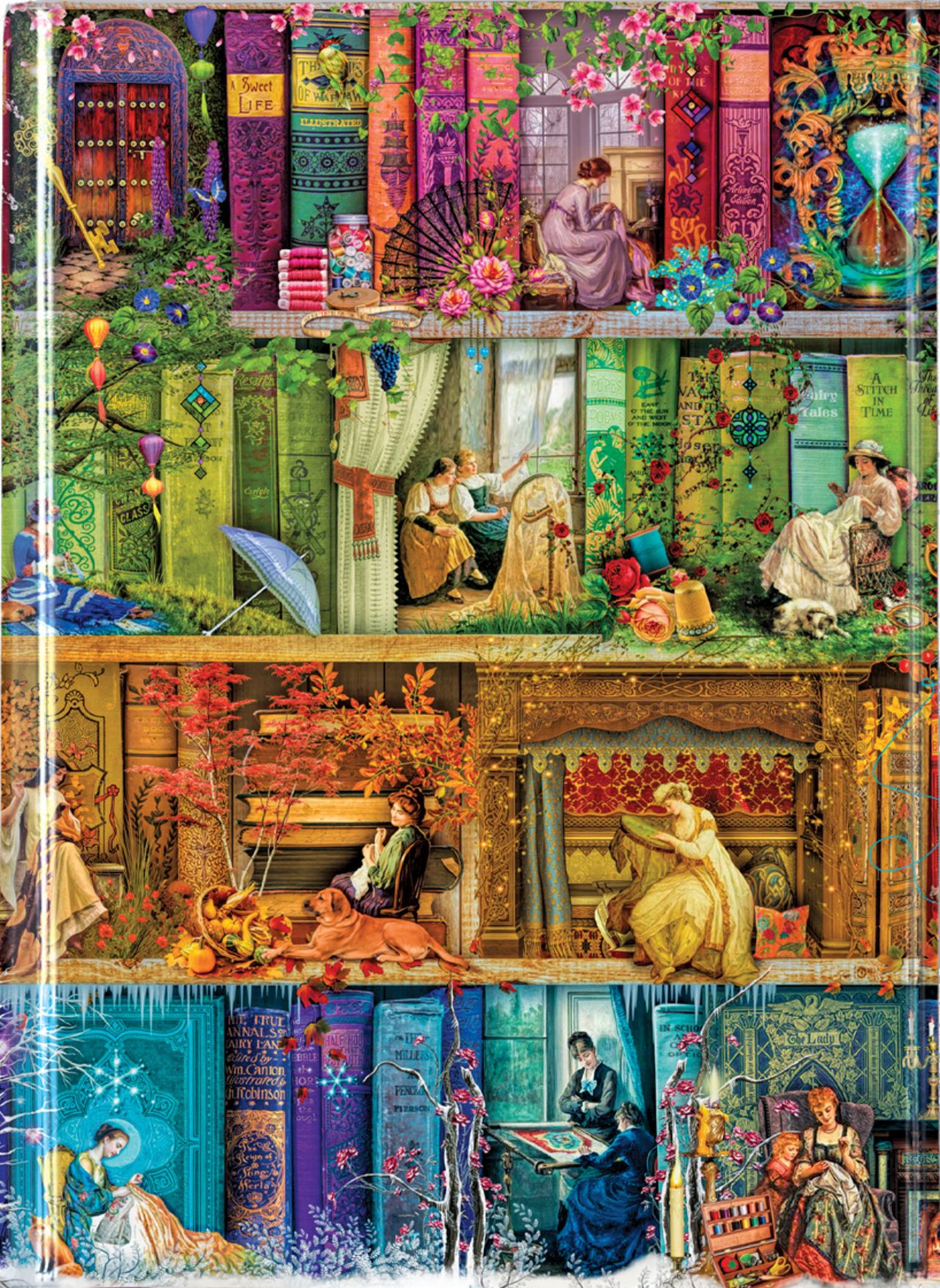 Flame Tree A6 notesz Stitch in time Bookshelves