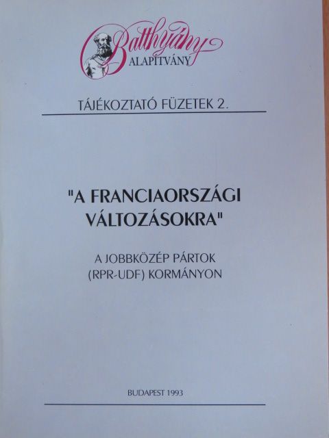 Balázs Ádám - "A franciaországi változásokra" [antikvár]