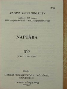 Az 5752. zsinagógai év naptára [antikvár]