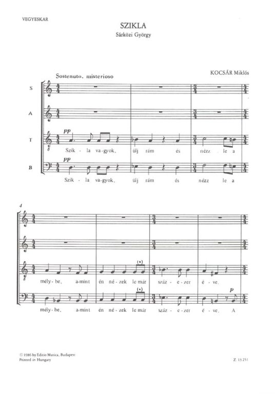 KOCSÁR  MIKLÓS - SZIKLA - VEGYESKARRA (SÁRKÖZI GYÖRGY)