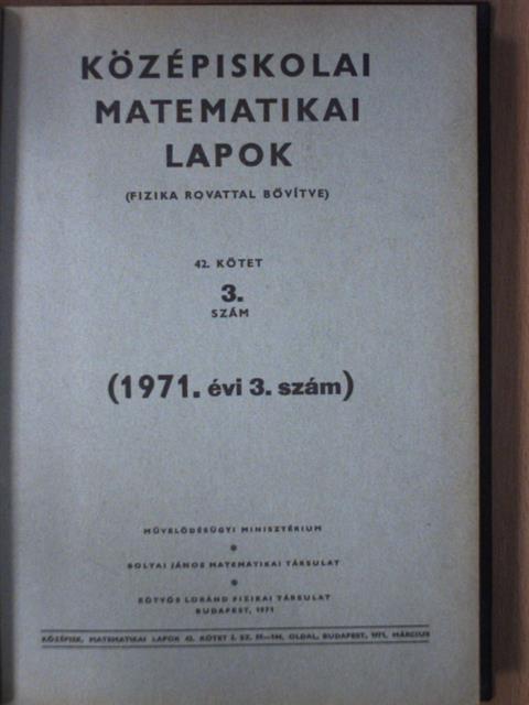 Középiskolai matematikai lapok 1971. (nem teljes évfolyam) [antikvár]