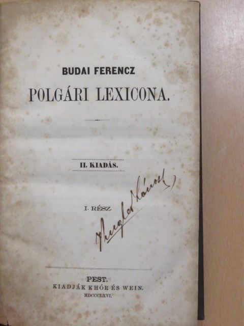 Budai Ferenc - Budai Ferencz polgári lexicona I. (töredék) [antikvár]