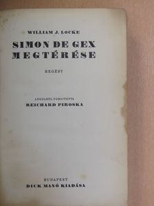 William J. Locke - Simon de Gex megtérése [antikvár]
