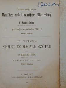 Dr. Ballagi Mór - Uj teljes német és magyar szótár [antikvár]
