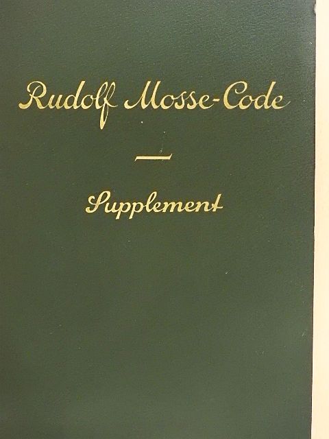 Rudolf Mosse-Code Supplement [antikvár]